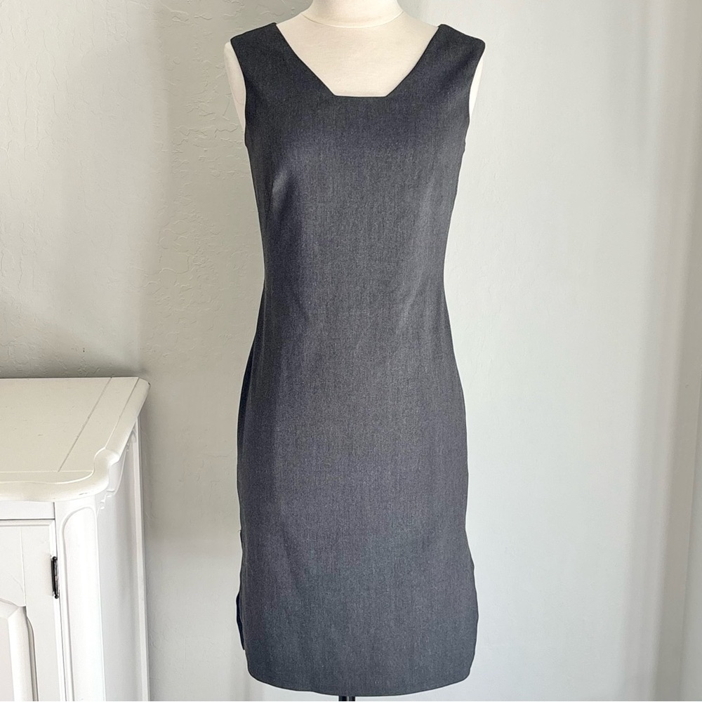 Max Studio Charcoal Gray Sleeveless Side Slit Sheath Dress, Size 4